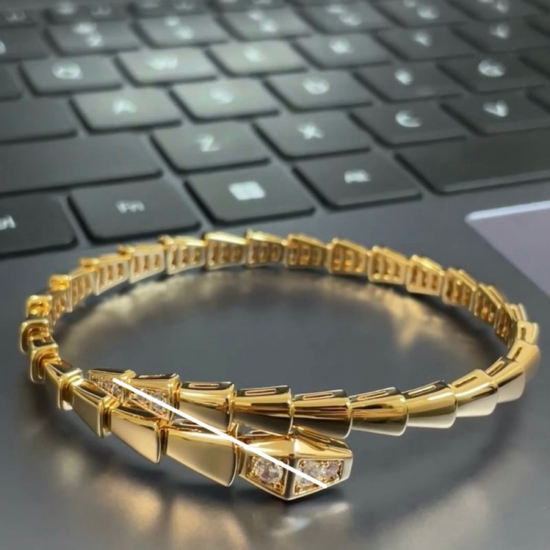 V Gold Two-Circle Snake Head And Tail Diamond Full Diamond Bracelet Plated With 18K Rose Gold Women'S Model Manufacturer For Live Broadcast - Image 5